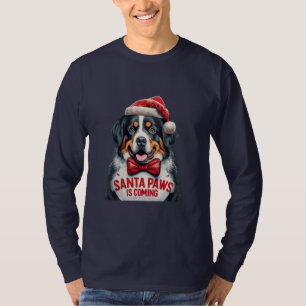 Santa Paws Is Coming Bernese  Dog Christmas T-Shirt