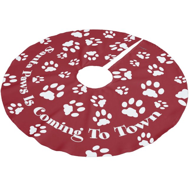 Santa Paws Is Coming To Town Brushed Polyester Tree Skirt (Angled)