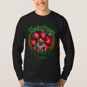 Santa Paws is Coming to Town, Christmas Funny Pug T-Shirt