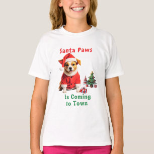 Santa Paws is Coming to Town Festive Pet T-Shirt