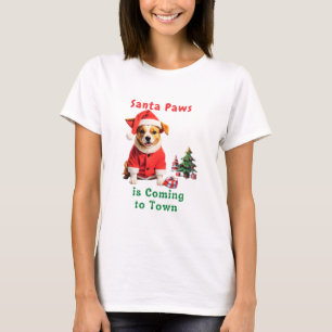 Santa Paws is Coming to Town Festive Pet T-Shirt