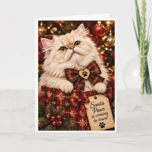 Santa Paws Is Coming to Town Personalised Persian Holiday Card