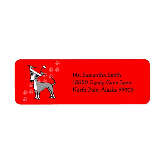 Santa Paws Italian Greyhound  Return Address Label (Front)