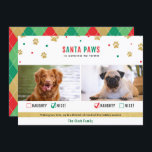 Santa Paws Naughty or Nice Two Dog Photo Card<br><div class="desc">Cute "Santa Paws is coming to town" two dog Christmas photo card with naughty or nice checkmarks.</div>