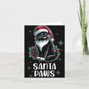 Santa Paws Tuxedo Cat Wearing Santa Hat Christmas  Card