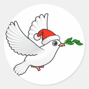 Santa Peace Dove Classic Round Sticker