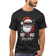 Santa Peace Sign Ho Ho Ho Stay Jolly T shirt