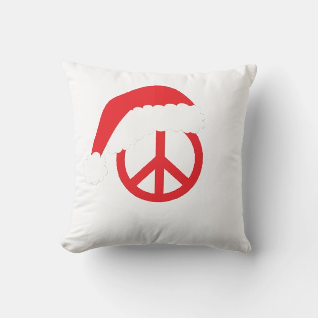 Santa Peace Sign Ho Ho Ho with Santa Hat Cushion (Front)