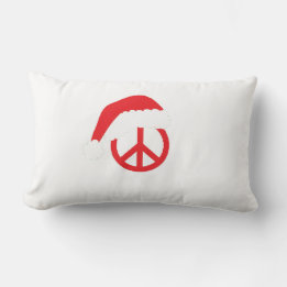 Santa Peace Sign Ho Ho Ho with Santa Hat Lumbar Cushion