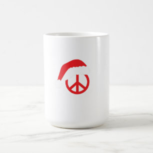 Santa Peace Sign Ho Ho Ho with Santa Hat Magic Mug