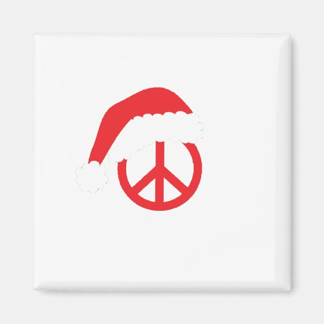 Santa Peace Sign Ho Ho Ho with Santa Hat Magnet (Front)