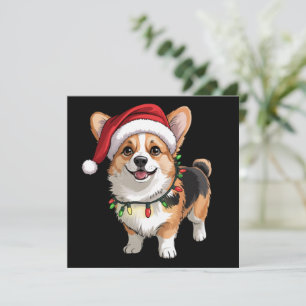 Santa Pembroke Welsh Corgi Christmas Tree Lights  Invitation