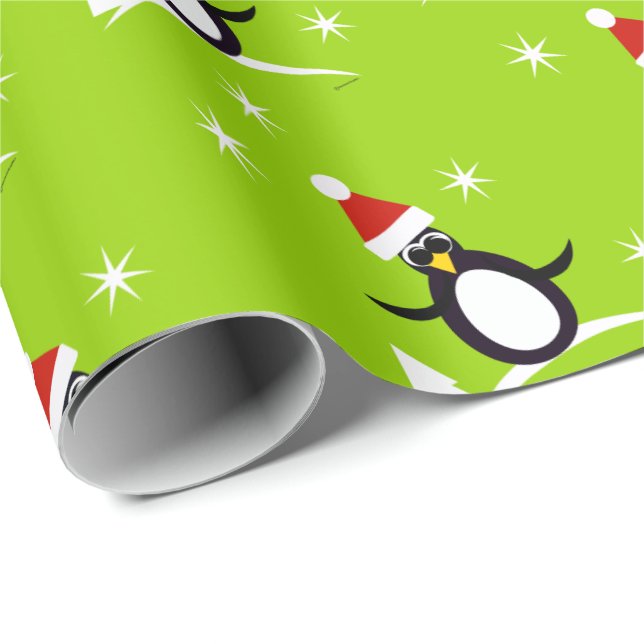 Santa Penguin Gift Wrap Wrapping Paper (Roll Corner)