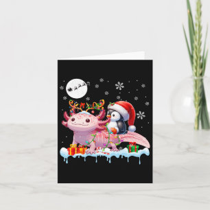 Santa Penguin Riding Axolotl Reindeer Christmas Se Card