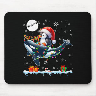 Santa Penguin Riding Orca Reindeer Christmas Sea A Mouse Pad