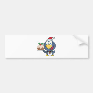 Santa Penguin with Christmas Cake Bumper Sticker
