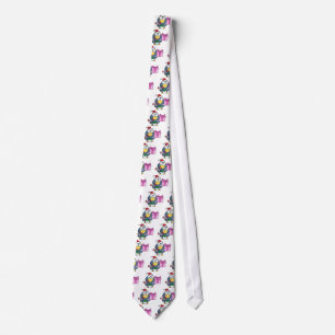 Santa Penguin with Christmas Gift and Candy Cane Tie