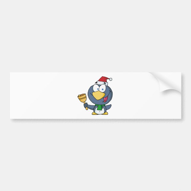 Santa Penguin with Jingle Bell Bumper Sticker (Front)