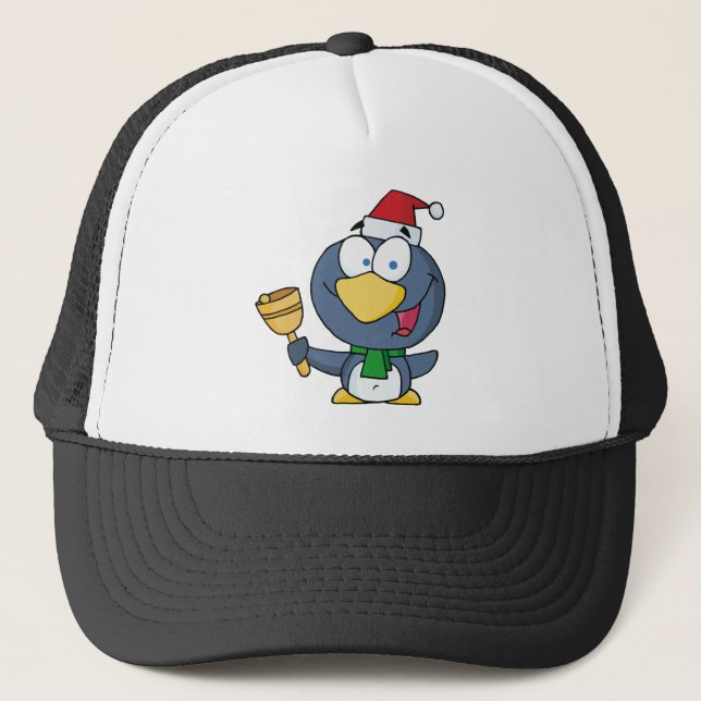 Santa Penguin with Jingle Bell Trucker Hat (Front)