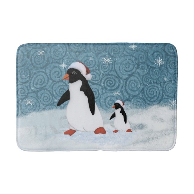 Santa Penguins Bath Mat (Front)
