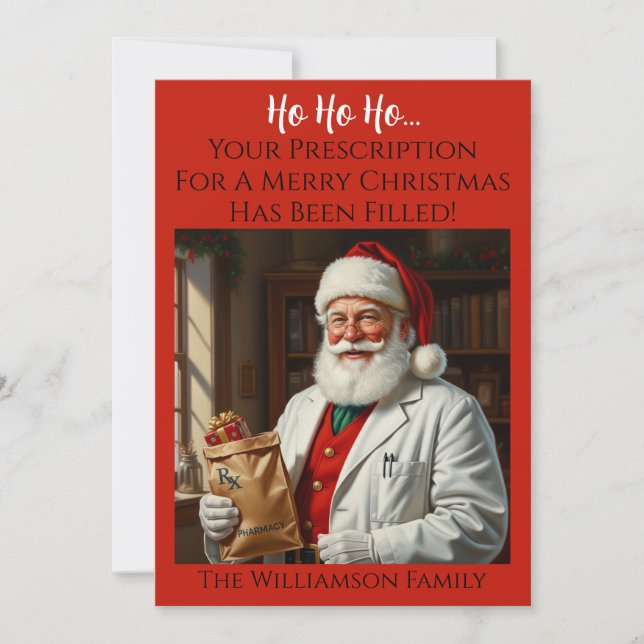 Santa Pharmacist Christmas Card RX Holiday Greet (Front)