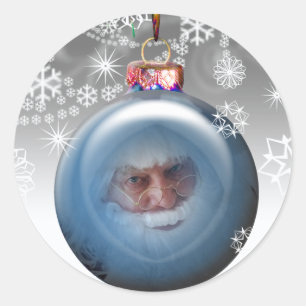Santa Photo Ornament Personalizable Christmas Classic Round Sticker