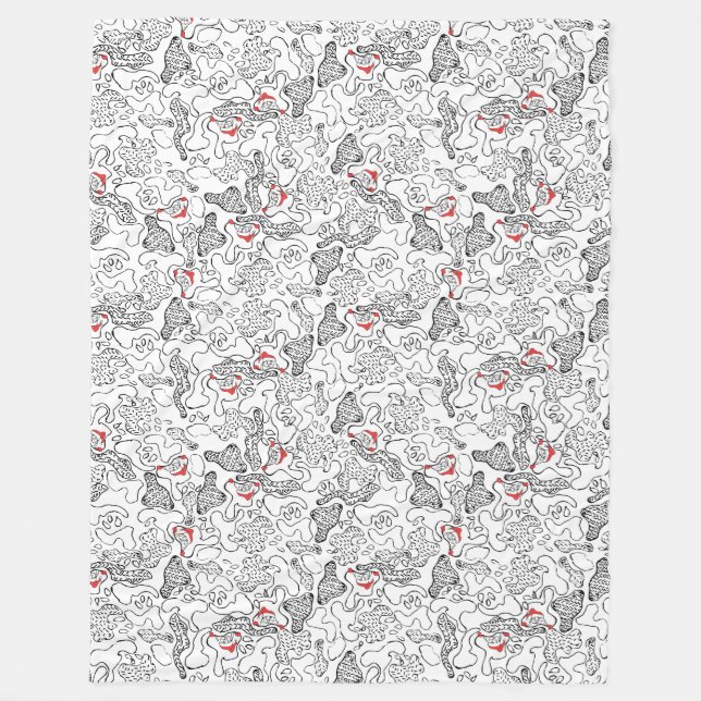 Santa picking simple  line design fleece blanket (Front)
