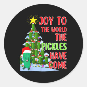 Santa Pickle Christmas Tree Lights Fun Pickle Gift Classic Round Sticker