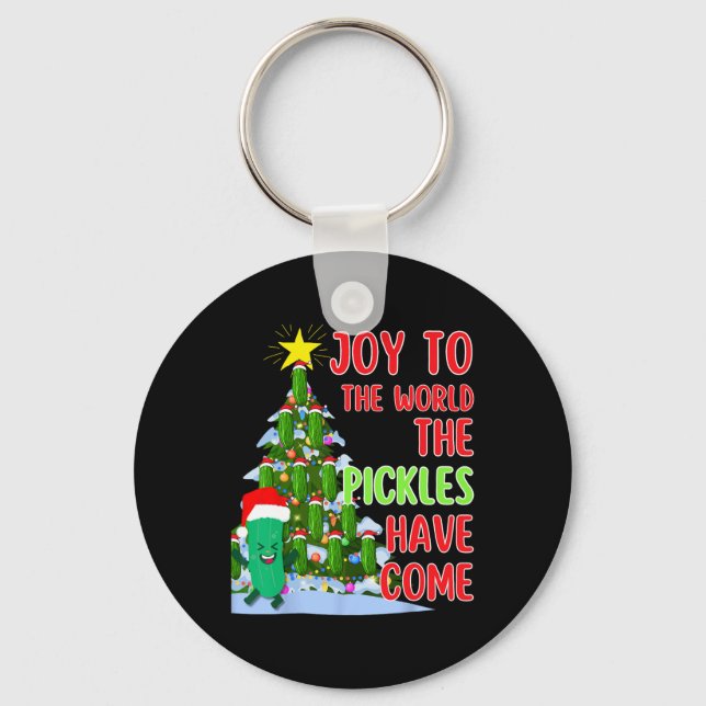 Santa Pickle Christmas Tree Lights Fun Pickle Gift Key Ring (Front)