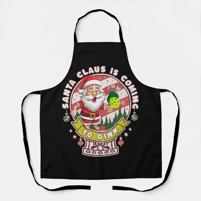 Santa Pickleball Christmas, Funny Santa  Apron (Front)