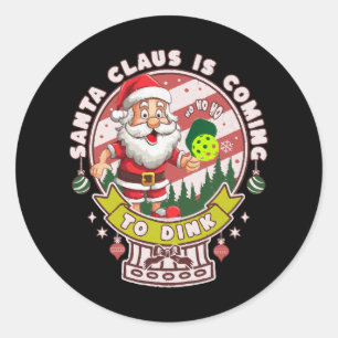Santa Pickleball Christmas, Funny Santa  Classic Round Sticker