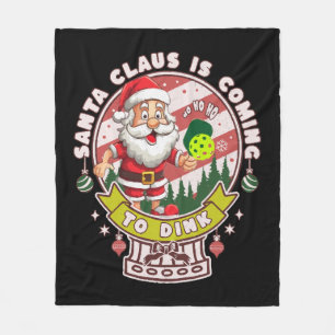 Santa Pickleball Christmas, Funny Santa Fleece Blanket