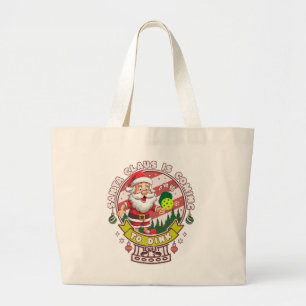 Santa Pickleball Christmas, Funny Santa Large Tote Bag