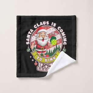 Santa Pickleball Christmas, Funny Santa Wash Cloth