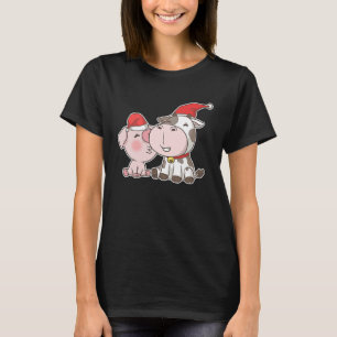Santa Pig And Cow Christmas Farm Animal T-Shirt
