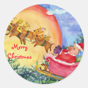 Santa Pig Delivers Joy -Christmas Sticker