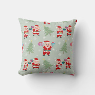Santa  Pig Giving Gifts Pattern Cushion