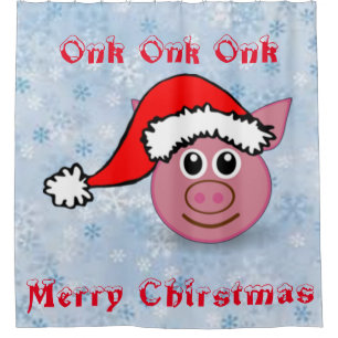 Santa Piggy Shower Curtain
