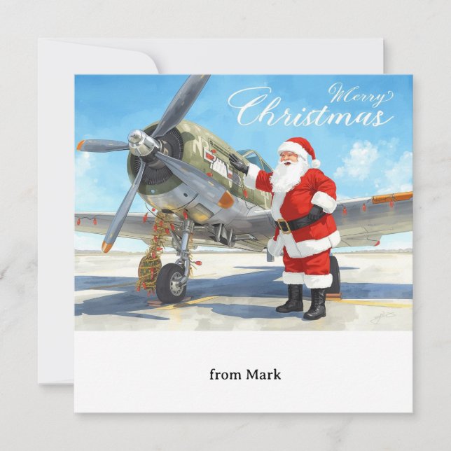 Santa Pilot  Christmas Flight for Aviation Staff Holiday Card (Front)