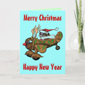 Santa pilot funny Merry Christmas card design