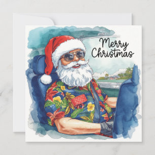 “Santa Pilot in the Cockpit Aviation themed Holiday Card