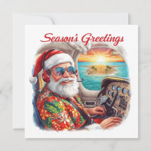 “Santa Pilot in the Cockpit Aviation themed Holiday Card