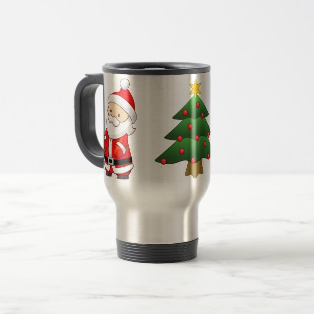 Santa Pine Tree Stainless Steel 15 oz  Mug (Front Left)