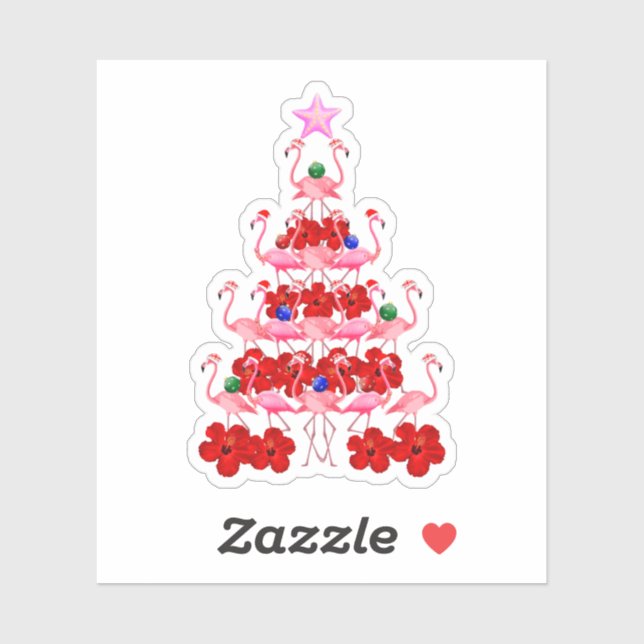 Santa Pink Flamingo Christmas Tree (Sheet)