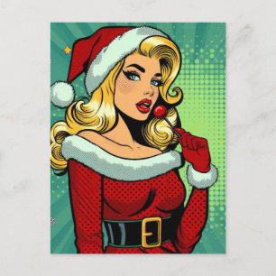 Santa Pinup: Pop Art Glam Postcard