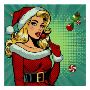 Santa Pinup: Pop Art Glam Poster