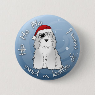 Santa Pirate Old English Sheepdog 6 Cm Round Badge