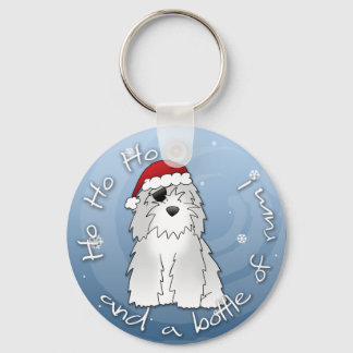 Santa Pirate Old English Sheepdog Key Ring