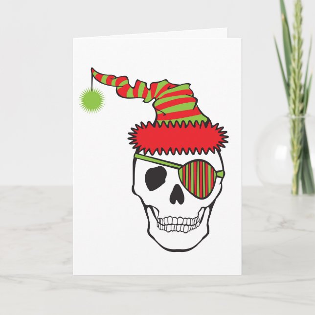 Santa Pirate Skull Holiday Card (Front)