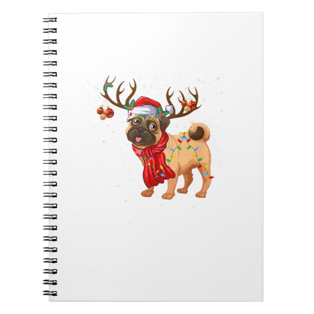 Santa Pitbull Christmas Tree Light Pajama Dog X-ma Notebook (Front)